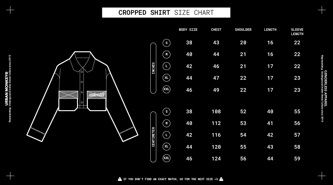 Hoodie size chart