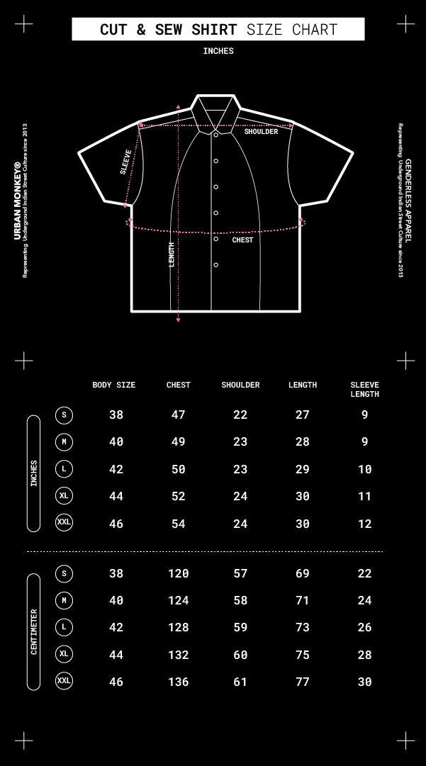 Hoodie size chart