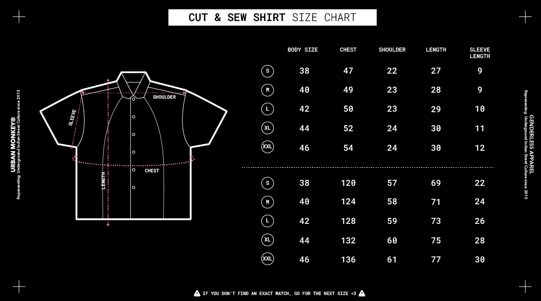 Hoodie size chart