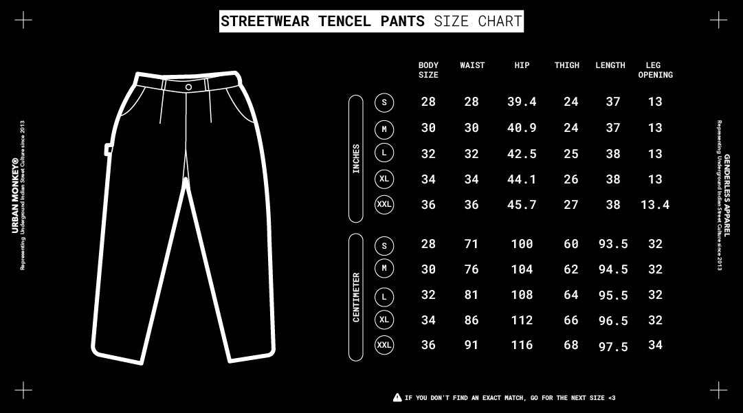 Hoodie size chart