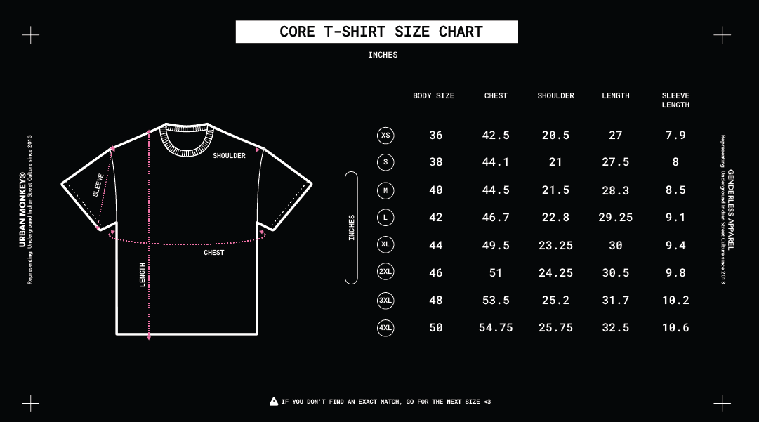 Hoodie size chart