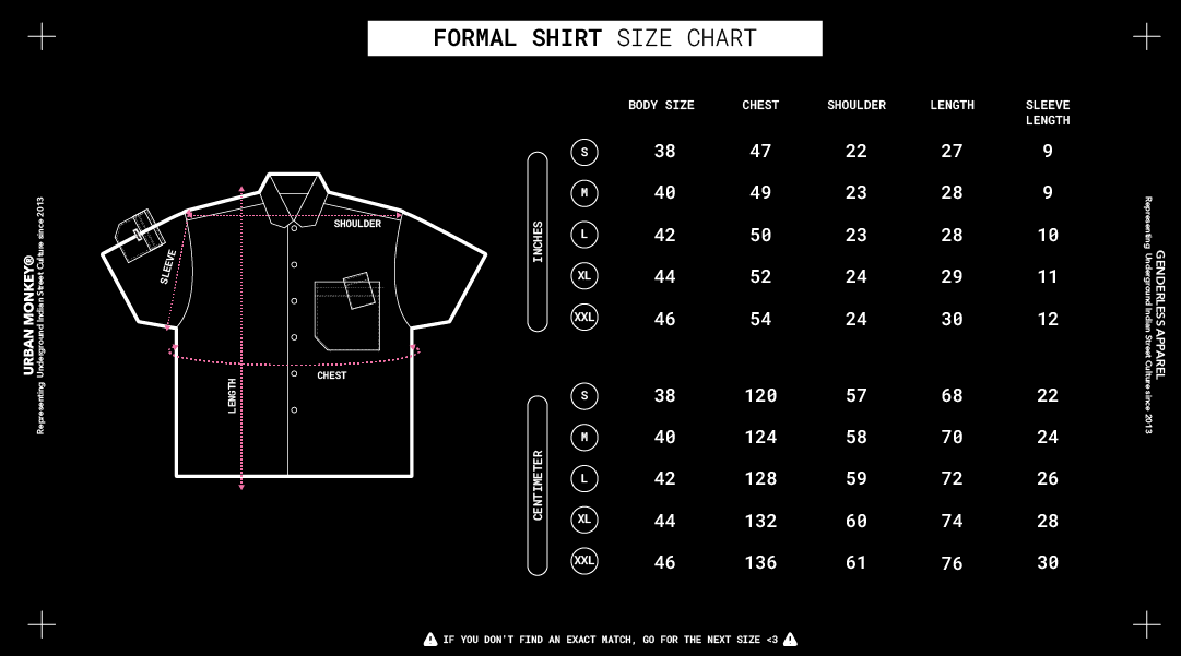 Hoodie size chart