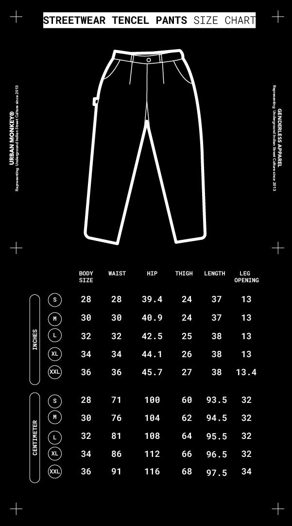 Hoodie size chart