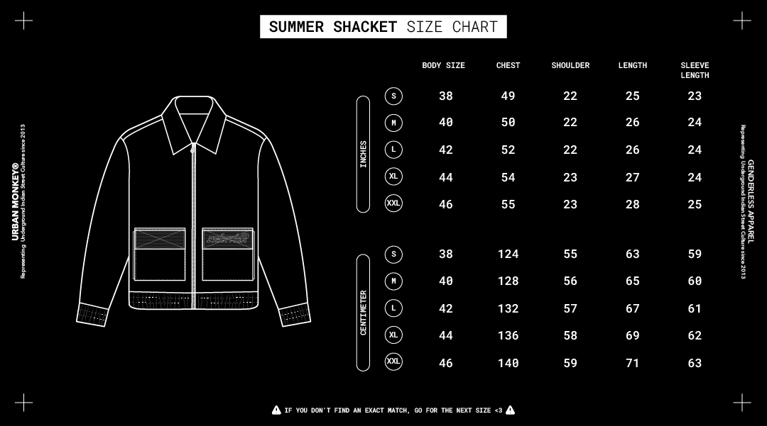 Hoodie size chart