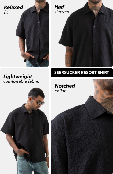 Seersucker Resort Shirt // Black