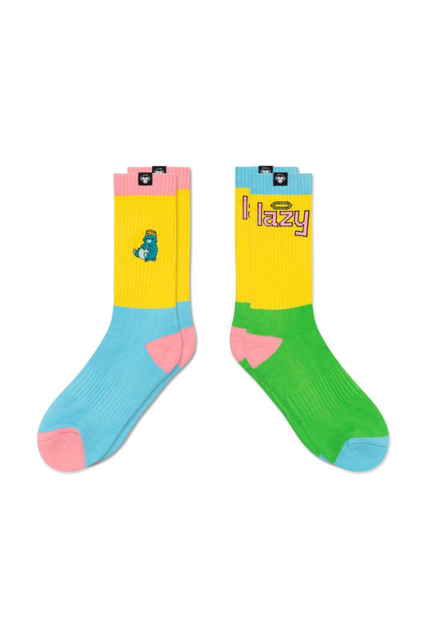 2 Pairs // Lazy + Cats socks - Urban Monkey® - UMSK003LZ_BLPK_S