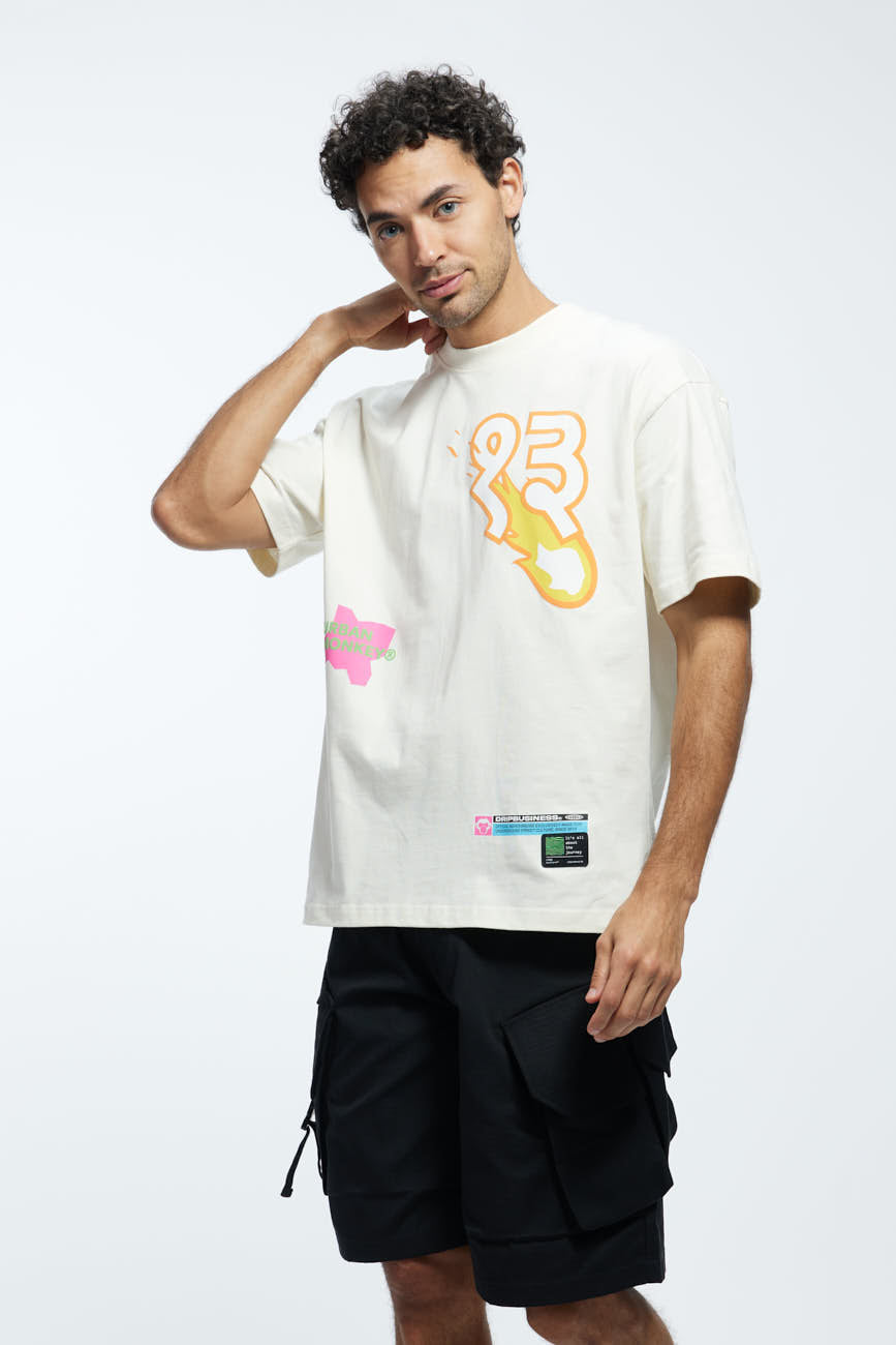 Buy Drip Biz Off-White Oversized Fit Tshirt Online – Urban Monkey®