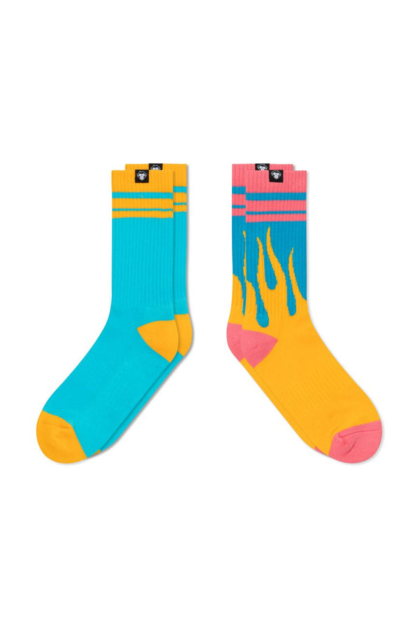 2 Pairs // Twin + Flame socks - Urban Monkey® - UMSK002FL_YPK_S