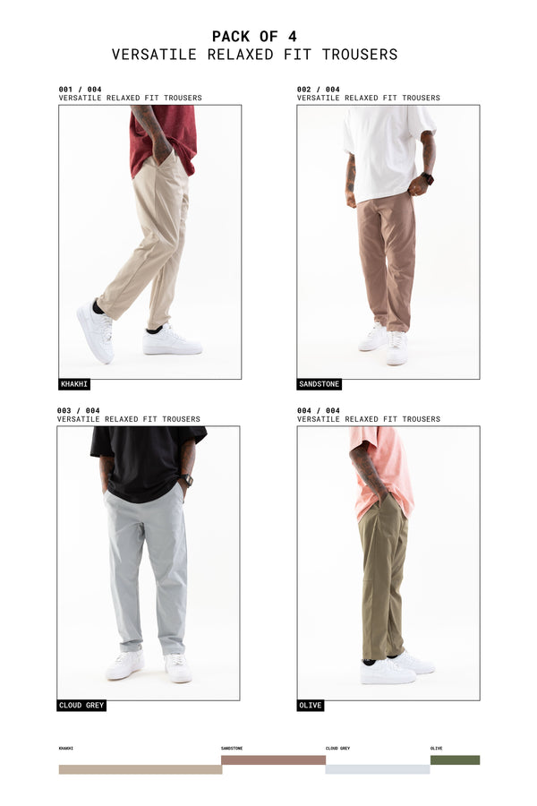 Pack of 4 // Versatile Relaxed Fit Trousers - Urban Monkey® - UM24A_PT1234_S/28