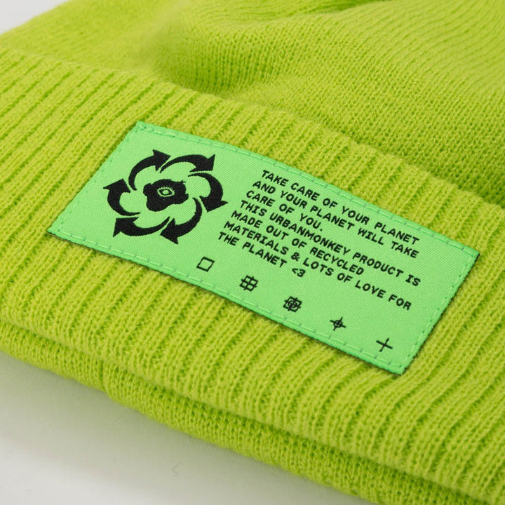 Recycled Fisherman Beanie // Neon Green - Urban Monkey® - 24FBR010_EGRN