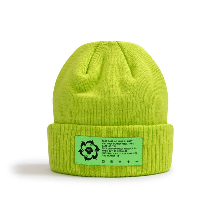 Recycled Fisherman Beanie // Neon Green - Urban Monkey® - 24FBR010_EGRN