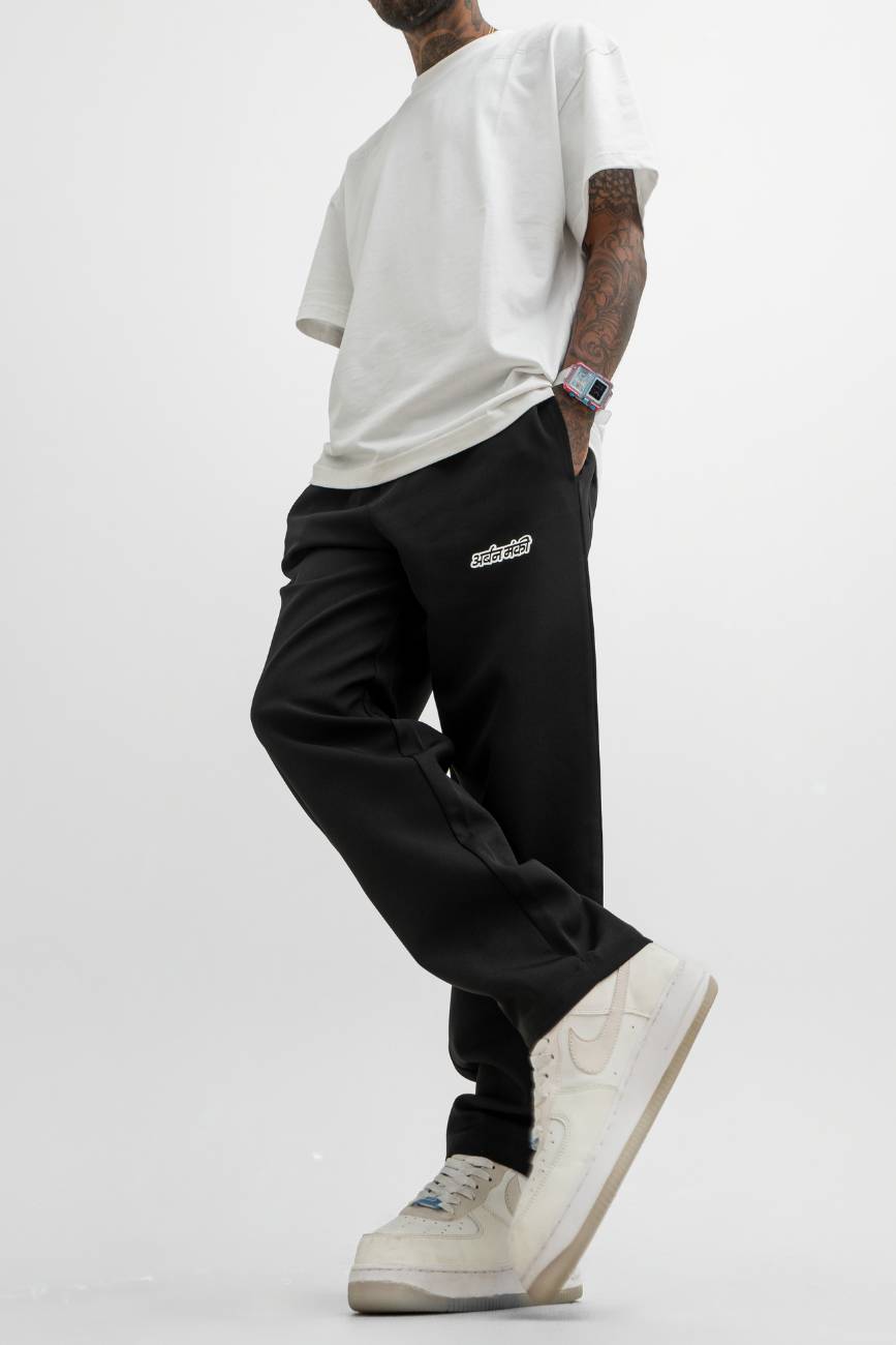 Black cotton blend solid regular fit track pants – Urban Codes Clothing