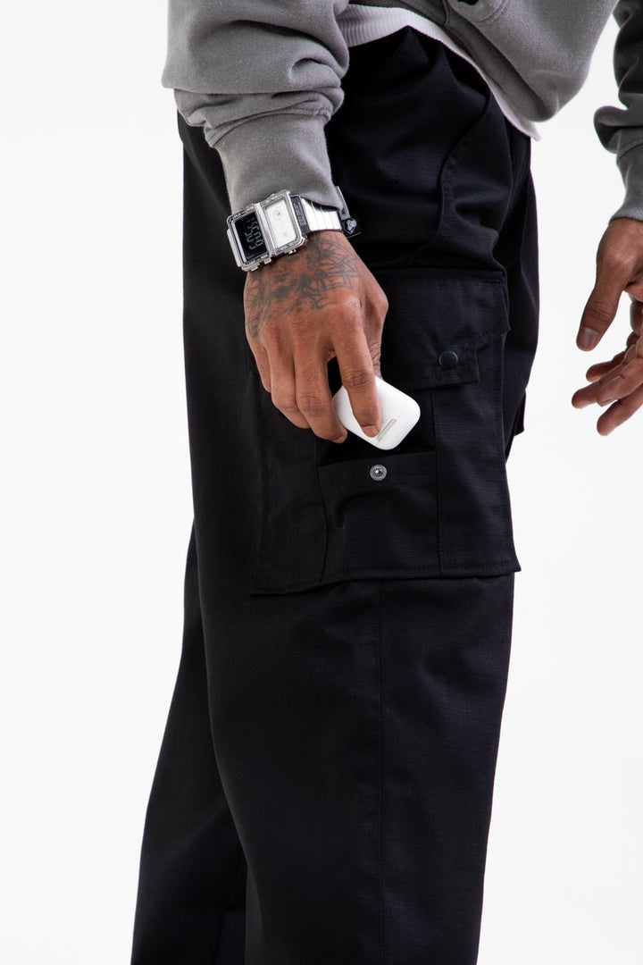 Ripstop Wide Leg Cargo Pants // Black