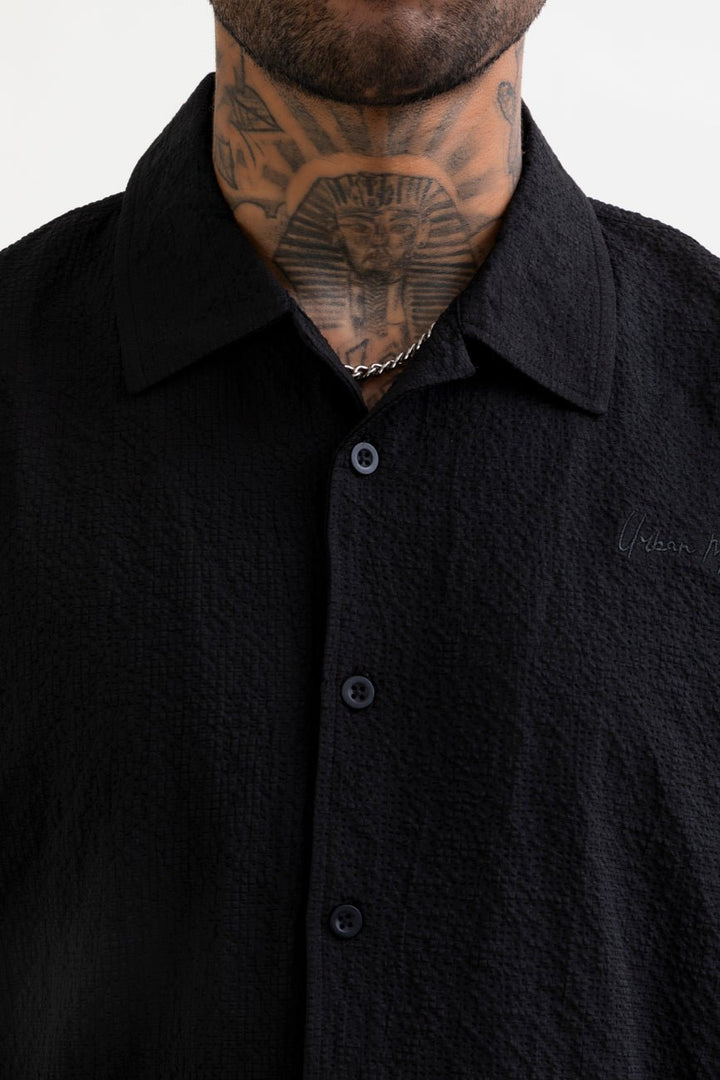 Seersucker Resort Shirt // Black