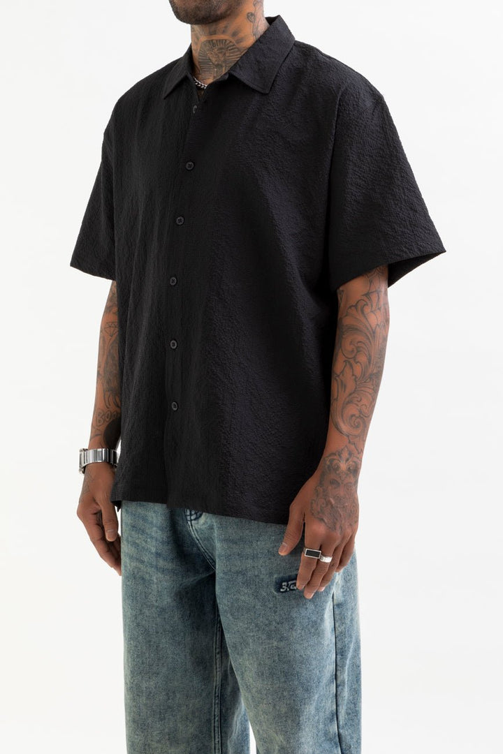 Seersucker Resort Shirt // Black